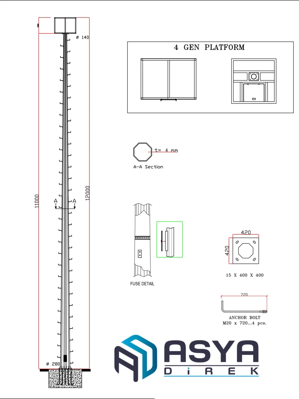 14 Metre Projektör Direği